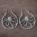 Vintage octopus earrings in antique silver colour with zinc alloy construction and electroplating finish