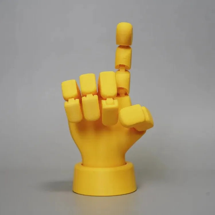 Yellow PLA hand ornament with movable finger joints in American style decoration