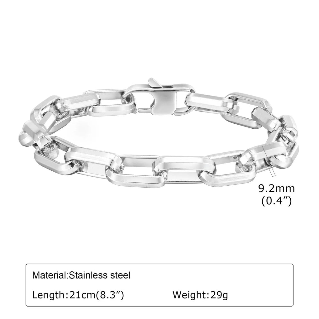 Men's titanium steel bracelet with square chain design in gold tone finish