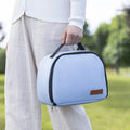 Insulated lunch box bag in textured cloth fabric with large capacity for bento meals