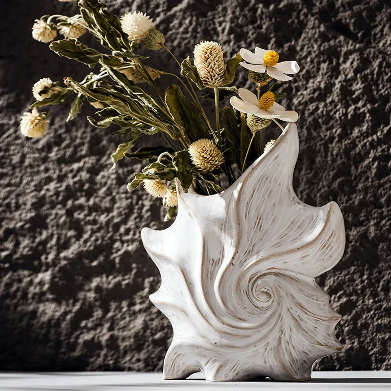 French ceramic vase with hand-painted coloured glaze in a retro European style pattern.