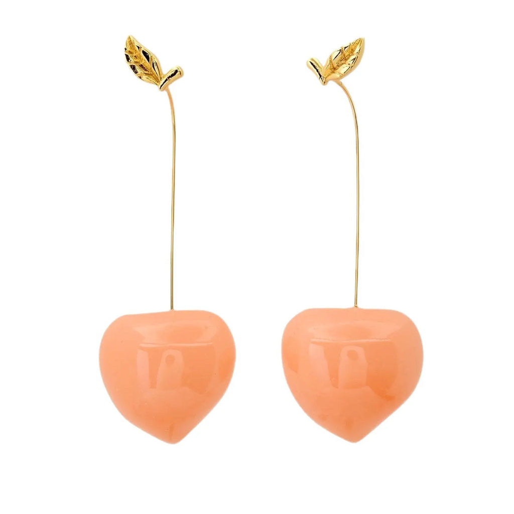 Gold plated fruit and vegetable design earrings in seven colours including carrot, orange and blueberry styles