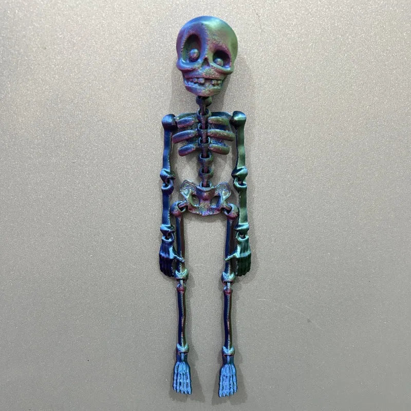 3D printed white skull refrigerator magnet ornament measuring 18cm high