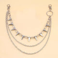 Silver punk fashion pants chain with double-layer rivet design measuring 115cm length