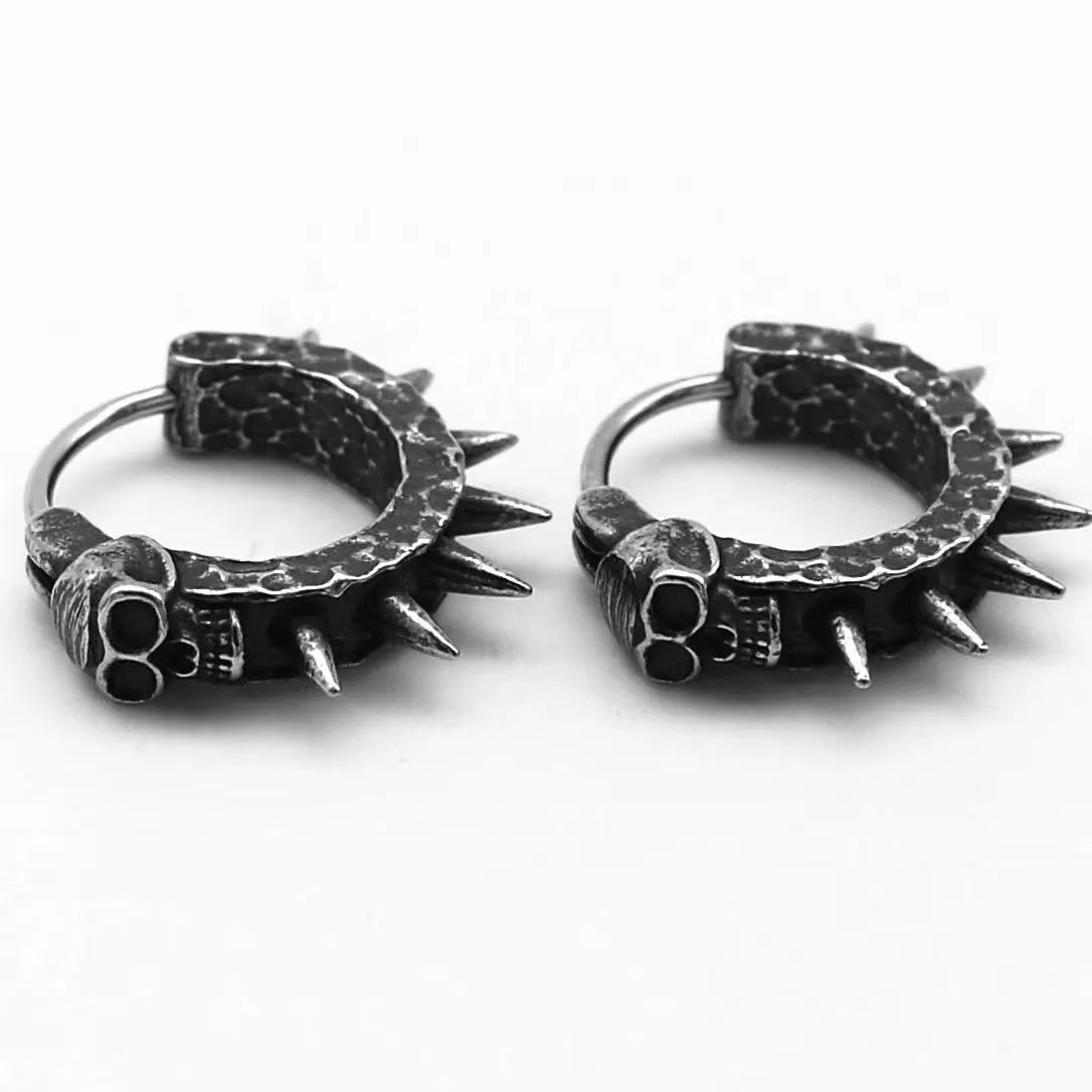 Geometric motorcycle punk alloy earrings in retro copper-black colour