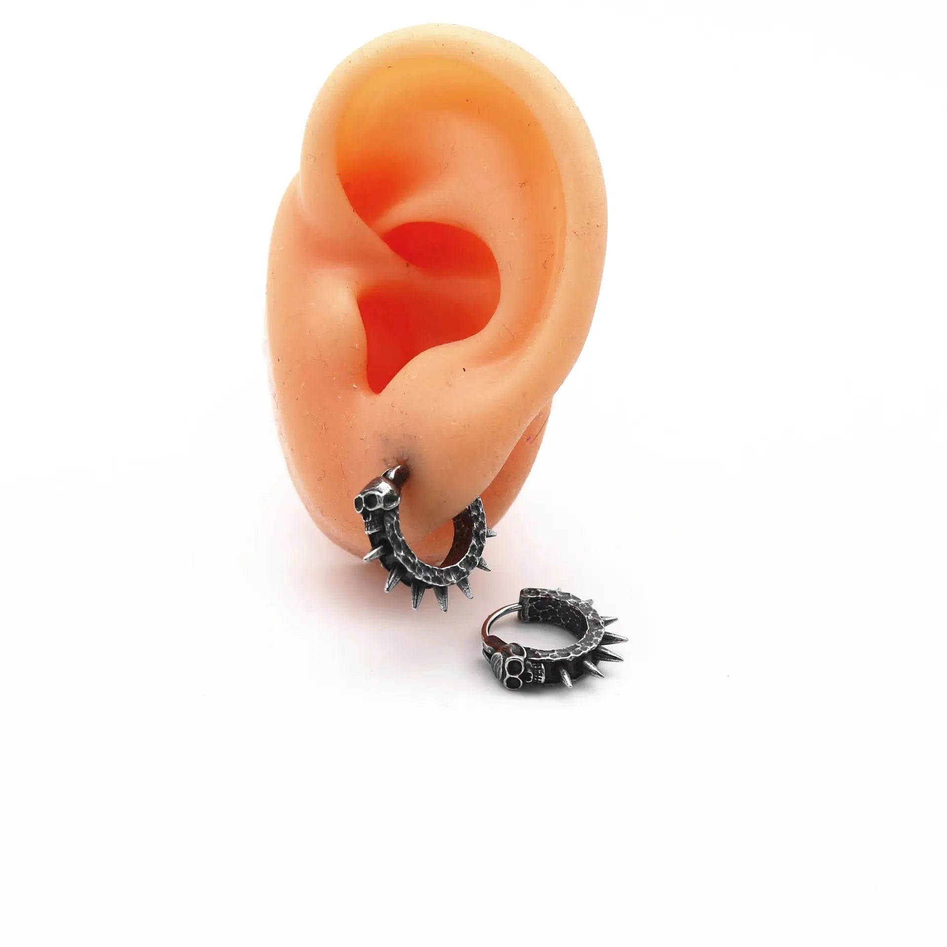 Geometric motorcycle punk alloy earrings in retro copper-black colour