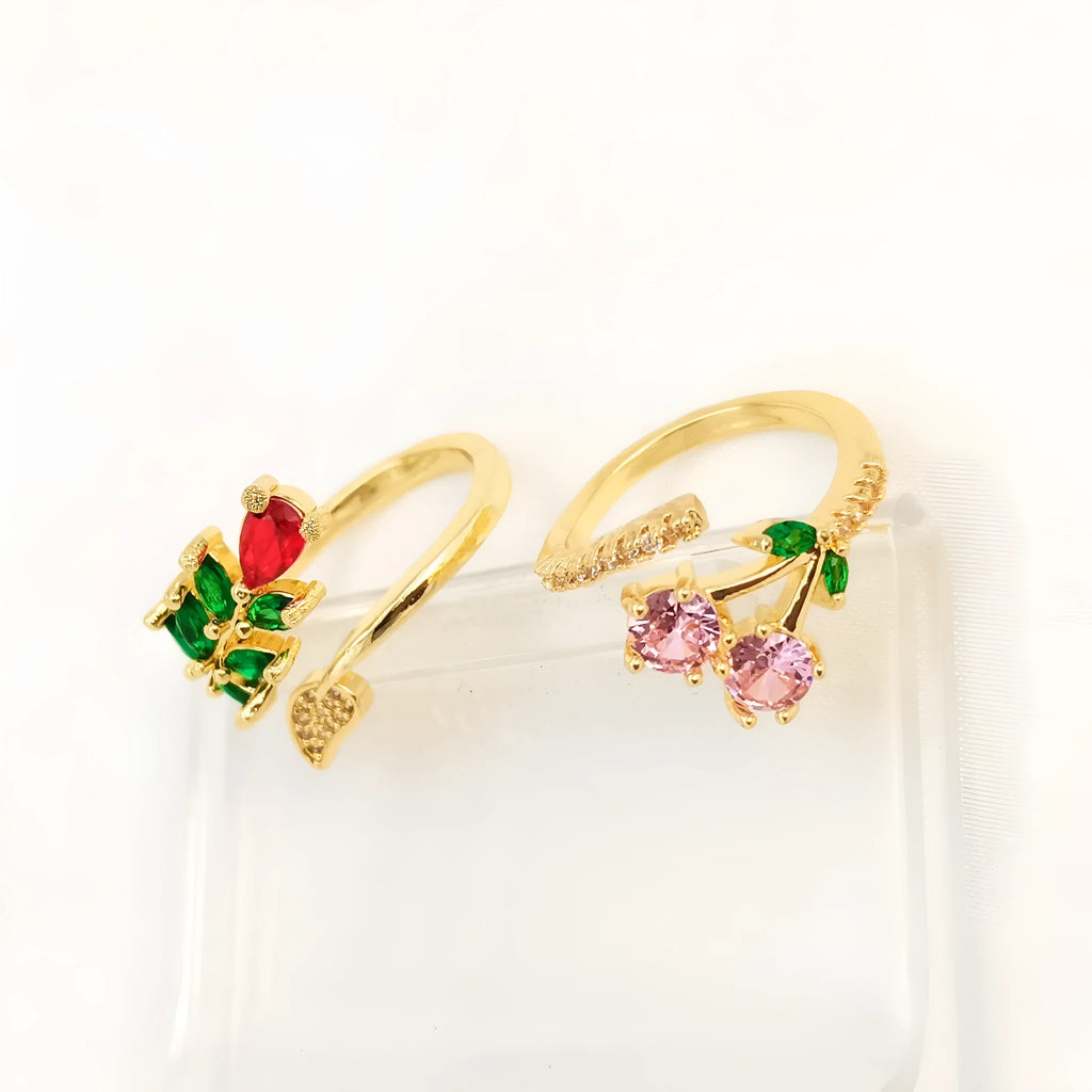 Copper open ring with geometric leaf design micro-inlaid detailing, adjustable split ring for women