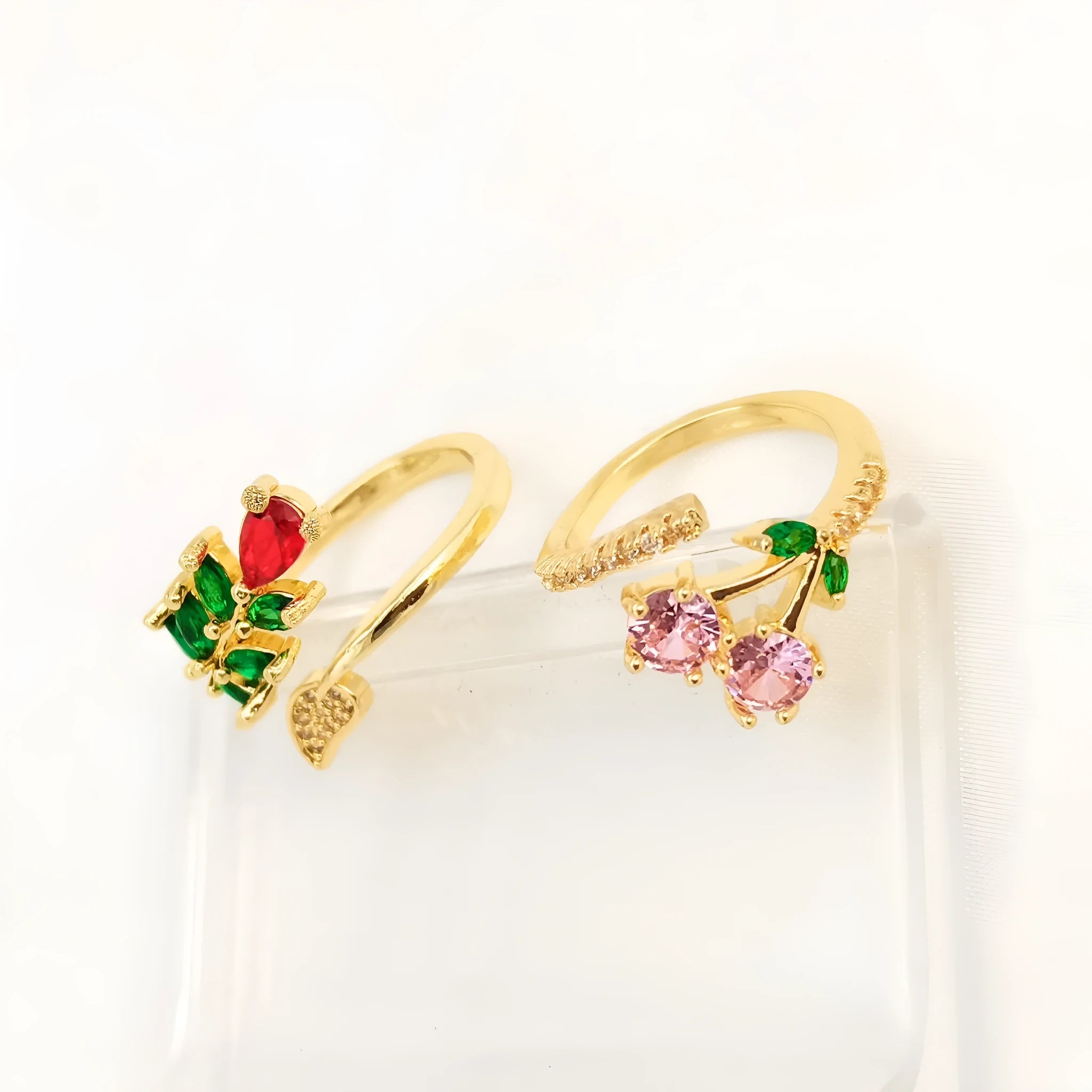 Copper open ring with geometric leaf design micro-inlaid detailing, adjustable split ring for women