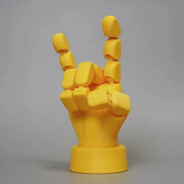 Yellow PLA hand ornament with movable finger joints in American style decoration
