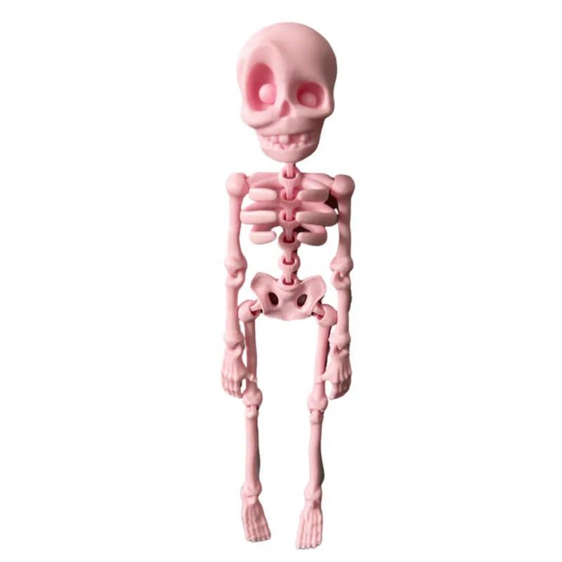 3D printed white skull refrigerator magnet ornament measuring 18cm high