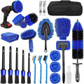 26-piece car wash brush set with PP bristles and multiple brush head designs for automotive cleaning