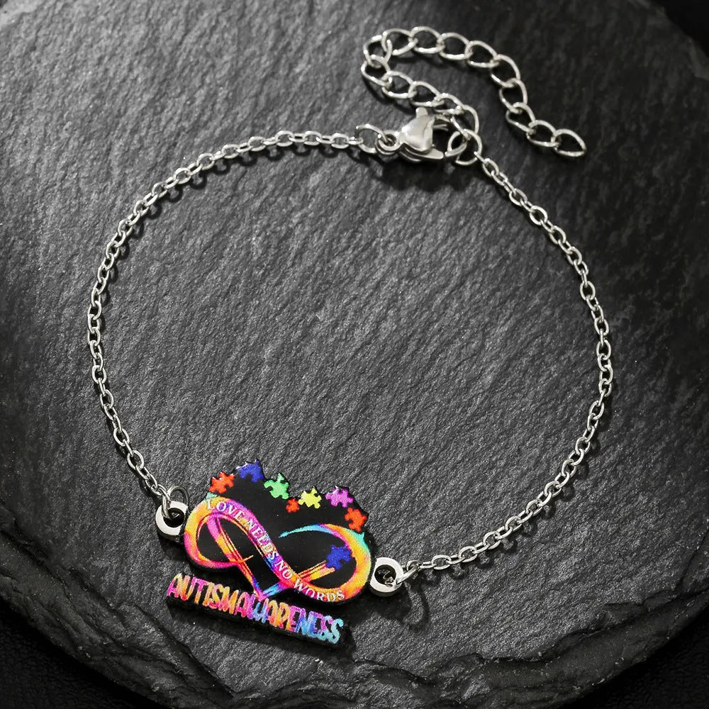 Stainless steel necklace with colour printing and matching friendship bracelet for women