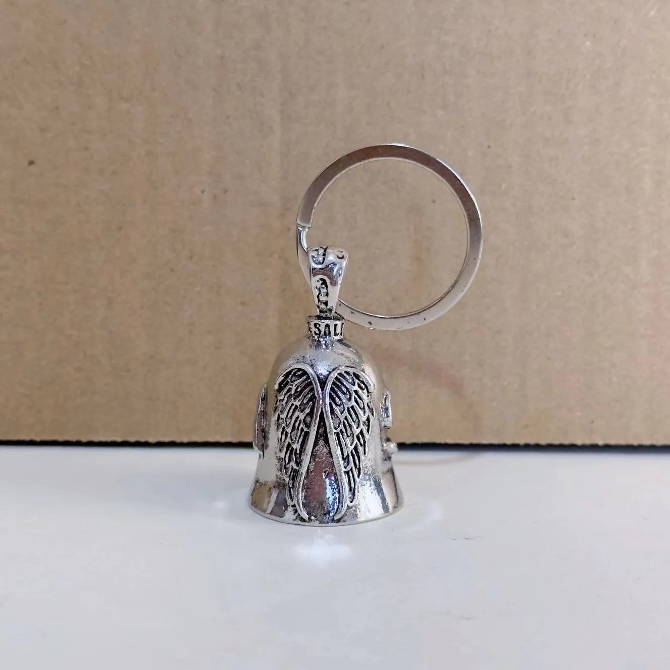 Angel white wings feather necklace and keychain set with vintage design
