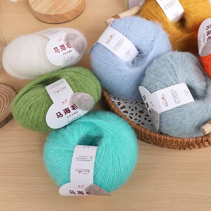 Mohair wool ball for DIY scarf knitting in selected colour from 34 options