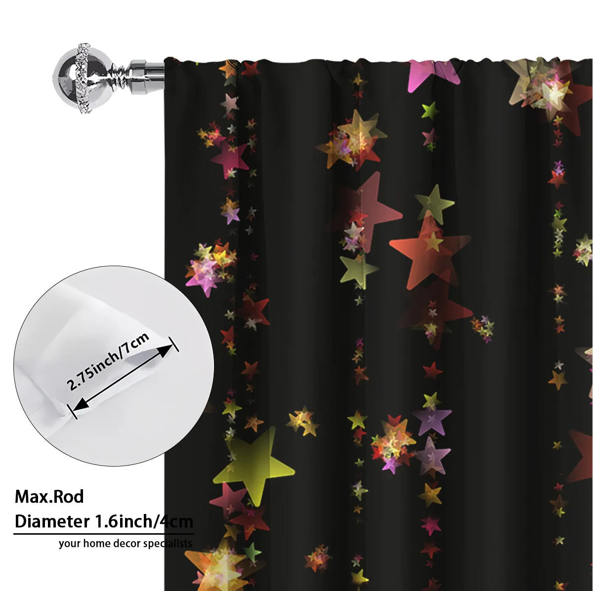 3D digitally printed Christmas style curtain pair in polyester with high sunshade function