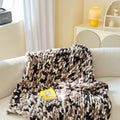 Handmade thick ice bar section dyed striped chenille blanket 130x170cm in winter colours