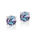 A pair of simple geometric ear studs with a round Alexander stone, made from 925 sterling silver.