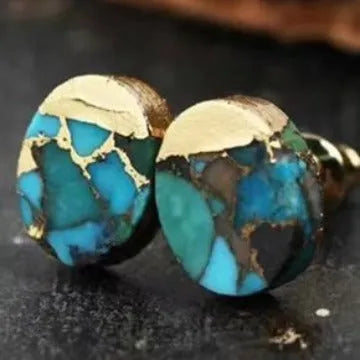 Natural stone bohemian stud earrings handmade irregular shape ER1031 colour