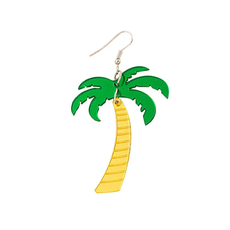 Acrylic drop earrings with coconut artocarpus design and alloy hooks in five colour options