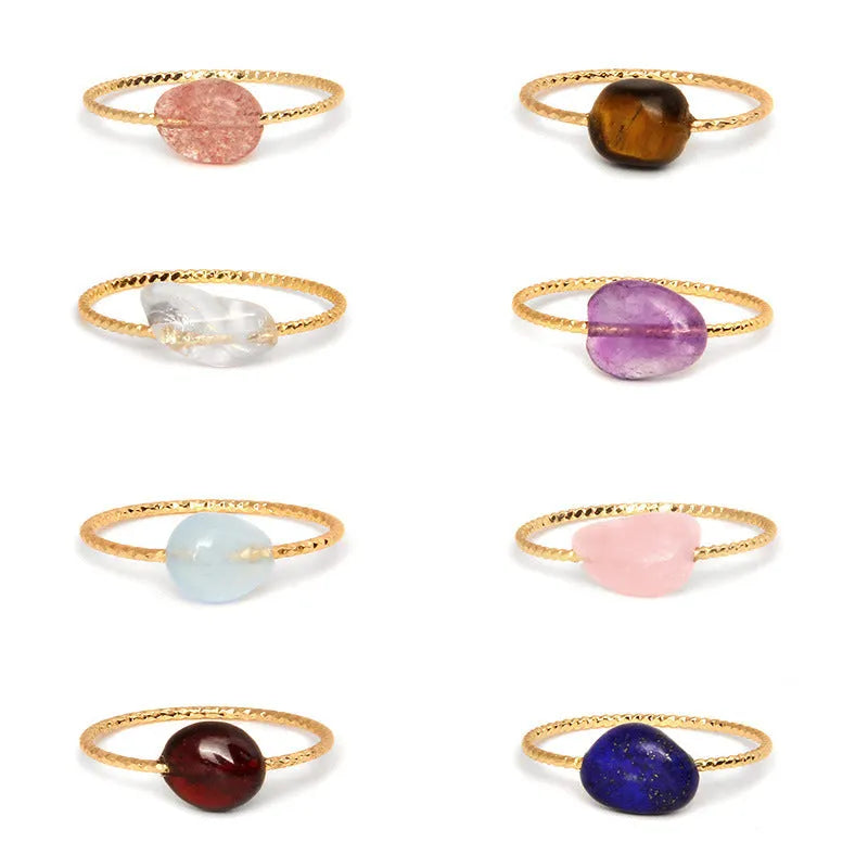 Geometric agate ring with niche design for women, showing one of eight available colour options.