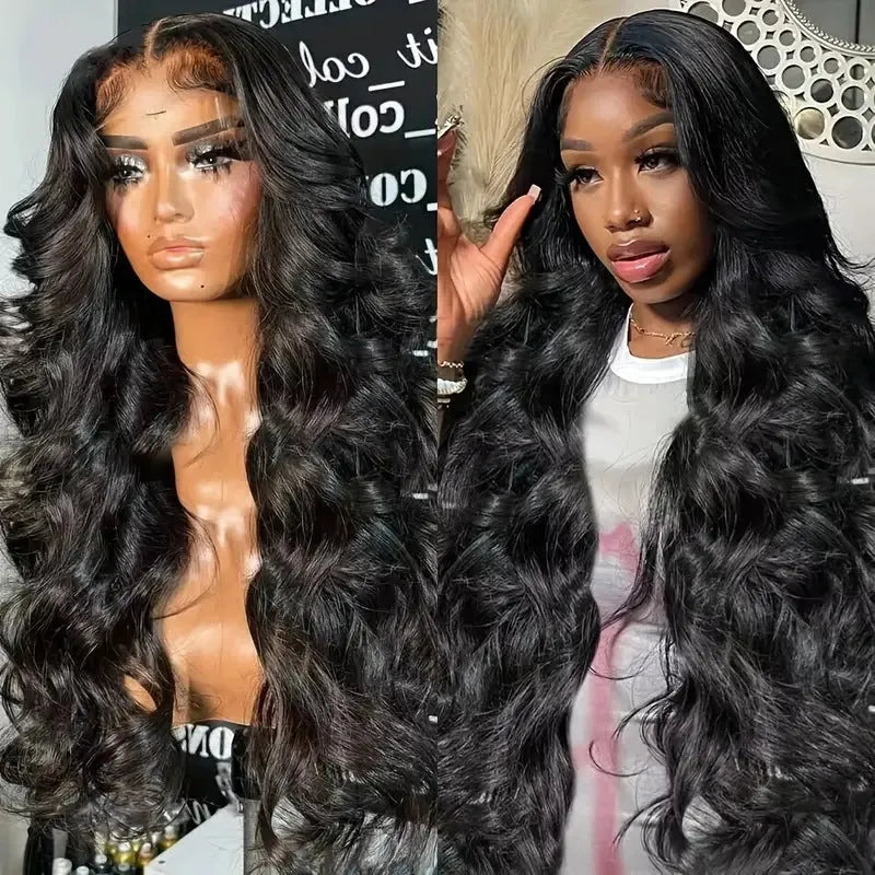 Black big wave lace wig on display showing long-length high temperature fibre construction