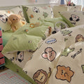 Cartoon dog pattern pure cotton four-piece bedding set with reactive printed designs