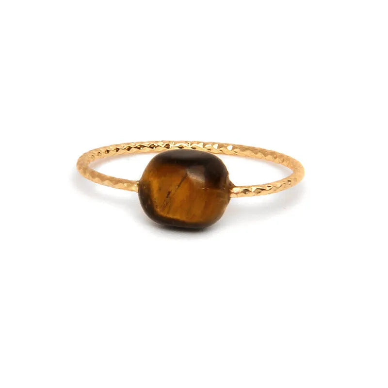 Geometric agate ring with niche design for women, showing one of eight available colour options.