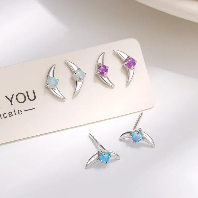 Geometric women's 925 silver earrings with electroplated gold or platinum finish and crystal stone accents