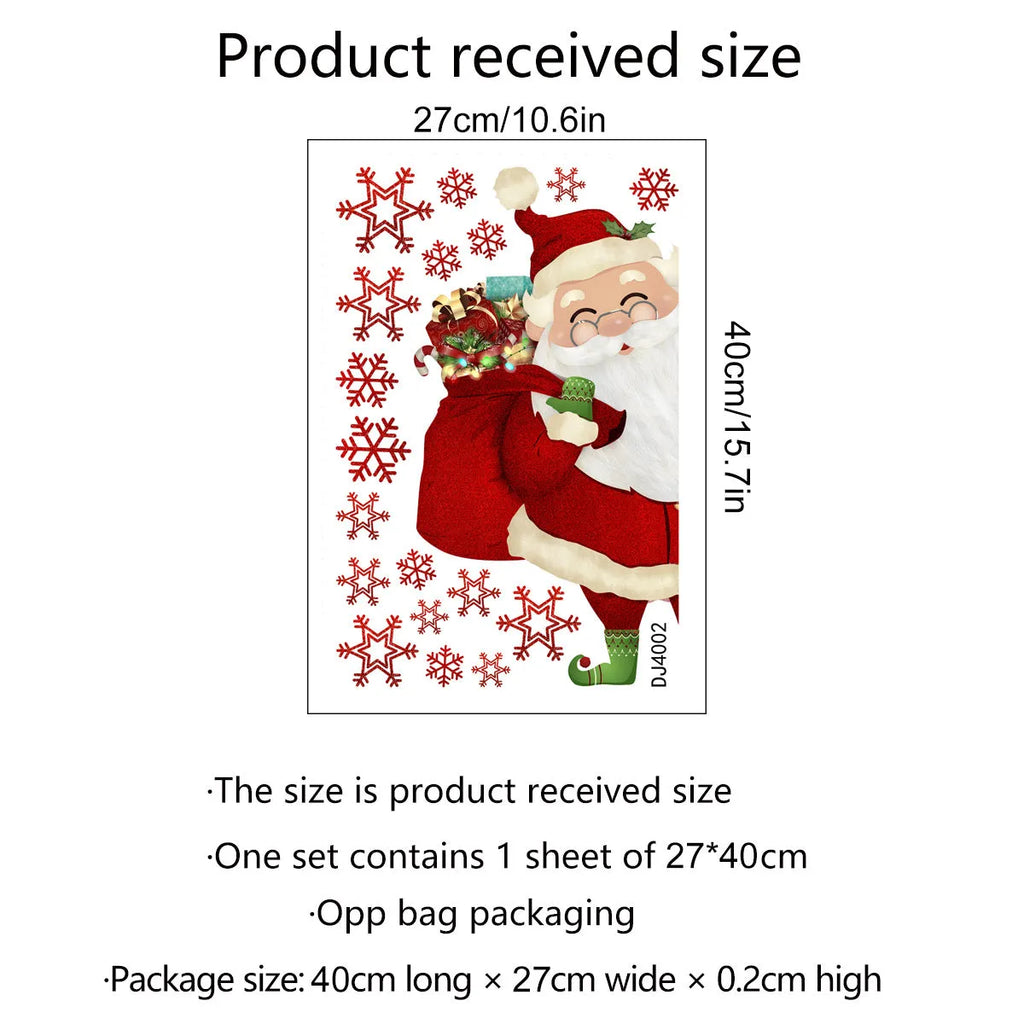 Snowflake Santa Claus static wall sticker, 27x40cm PVC, for Christmas window and showcase decoration