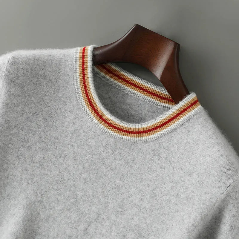 Men's short sleeve pure wool sweater round neck pullover in white gray or black