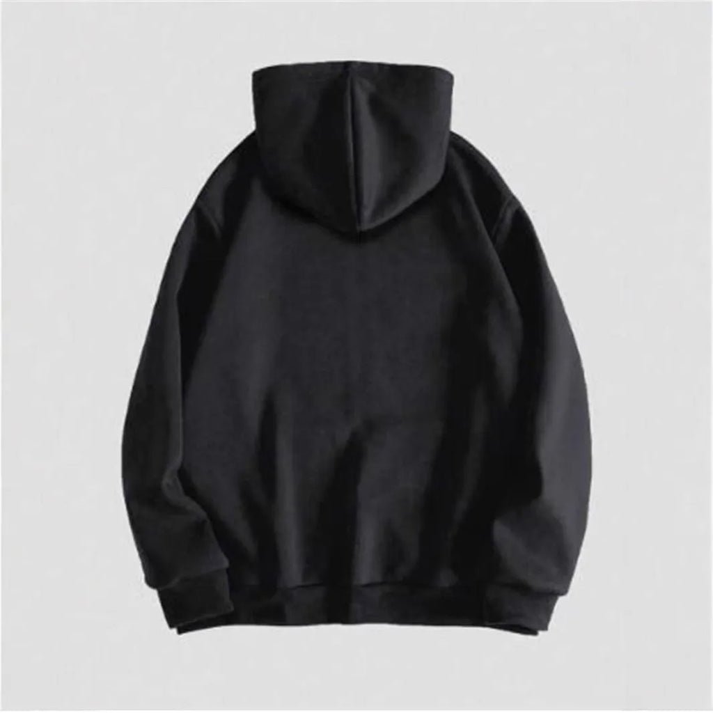 Black Harajuku hooded sweatshirt with skull pattern hot stamp printing on cotton blend fabric