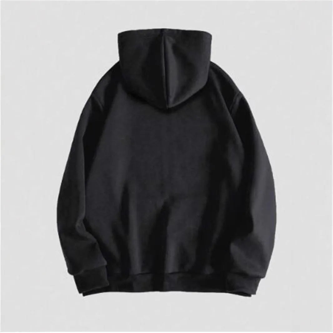 Black Harajuku hooded sweatshirt with skull pattern hot stamp printing on cotton blend fabric