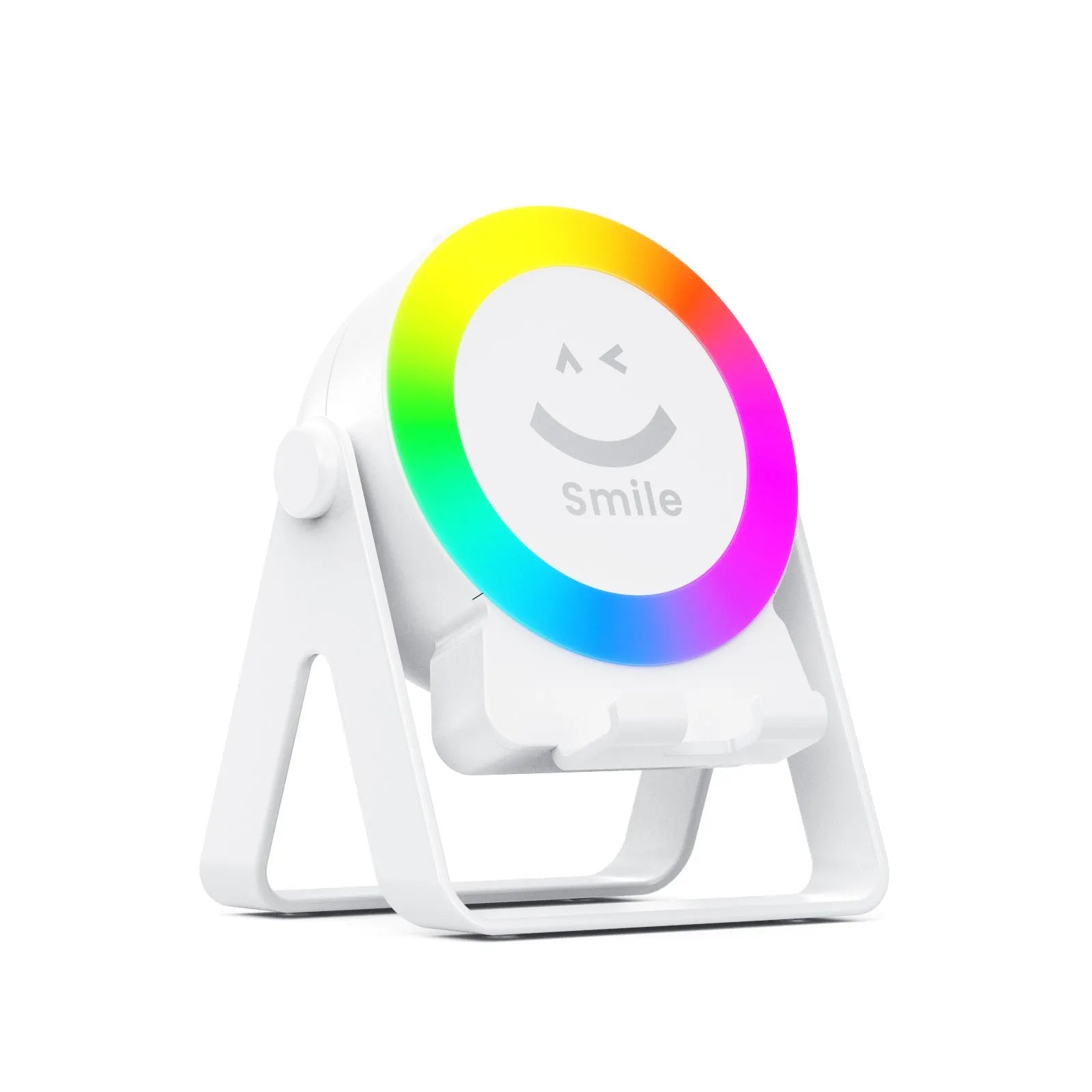Black or white induction bracket mounted rechargeable Bluetooth speaker with LED light.