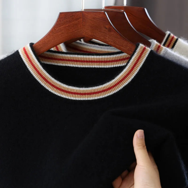 Men's short sleeve pure wool sweater round neck pullover in white gray or black