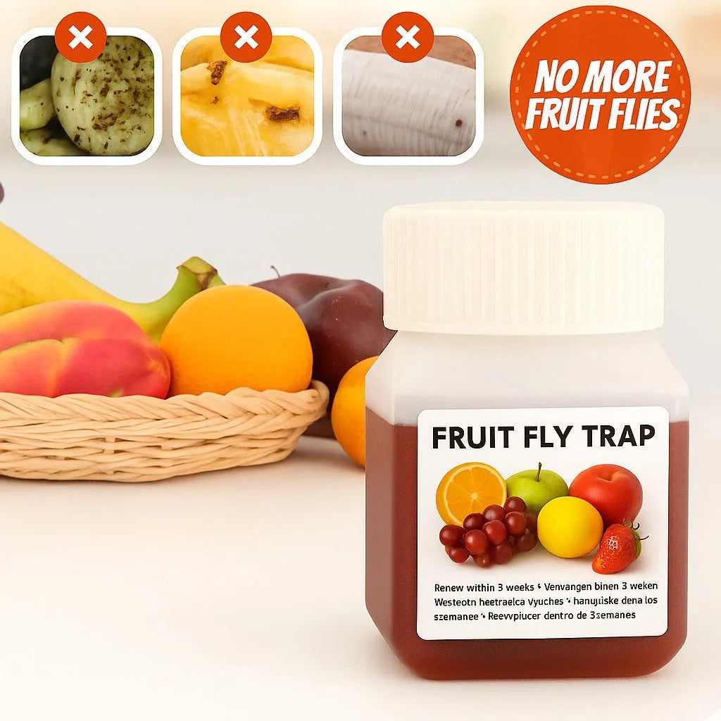 Bottle of bait liquid for a fruit fly trap, available in SK003 new and old standard variants.