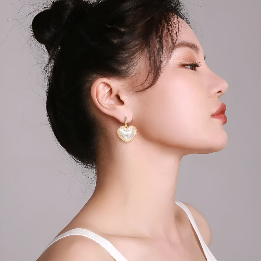 Gold-coloured alloy clip-on earrings with natural summer design for women without pierced ears