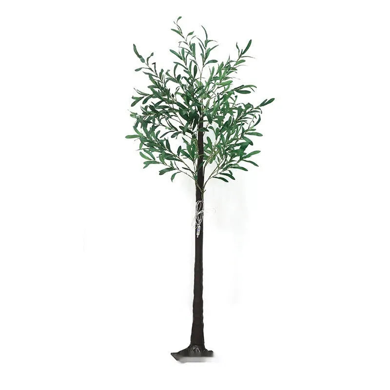 1.8 metre tall simulation olive leaf tree lamp with warm white LED lights illuminating olive branches for courtyard decoration