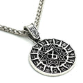 Lunavin ODing logo alloy pendant necklace on a snake bones chain with antique silver finish