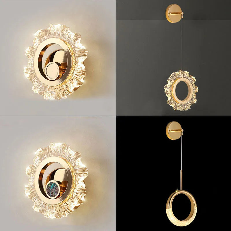 Modern acrylic wall lamp with tricolor light options for bedroom installation, minimalist design, 220V compatible
