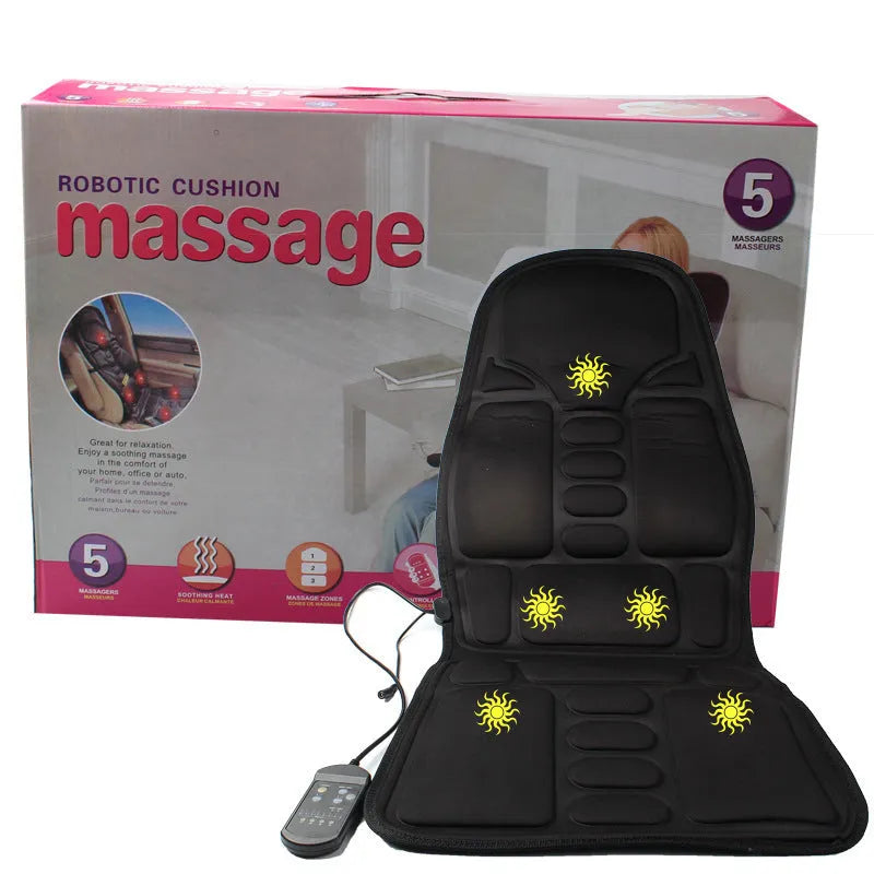 Black heating massage mat with infrared physiotherapy function and adjustable speed control