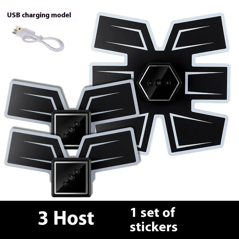Eight-piece abdominal muscle waist reduction massage patch set with PU leather, silicone and ABS resin construction