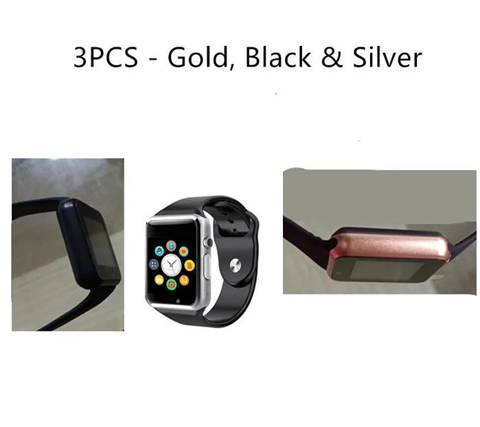 A1 Smart Watch with 1.54-inch touchscreen in black, silver, white, gold, pink, red, green or blue colour options