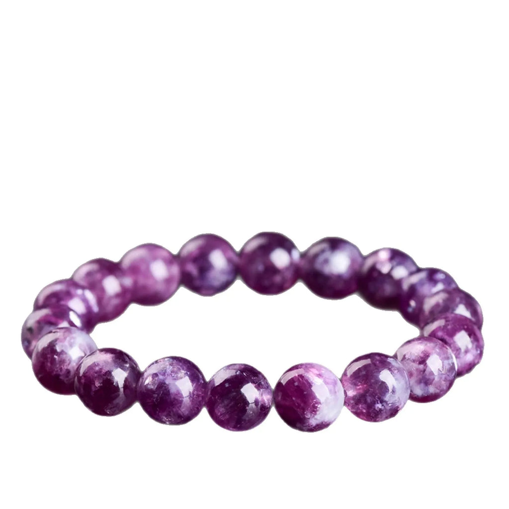 Purple amethyst crystal bracelet with geometric beads in Korean style design.