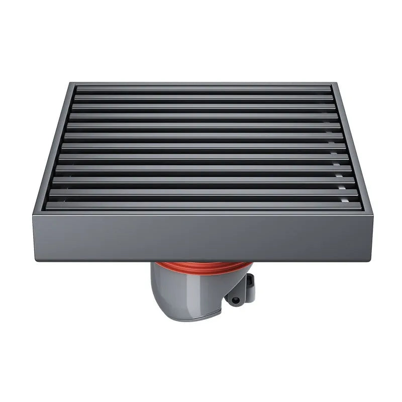 304 stainless steel courtyard deodorant floor drain with gun grey ABS plastic core, 15x15 cm square frame