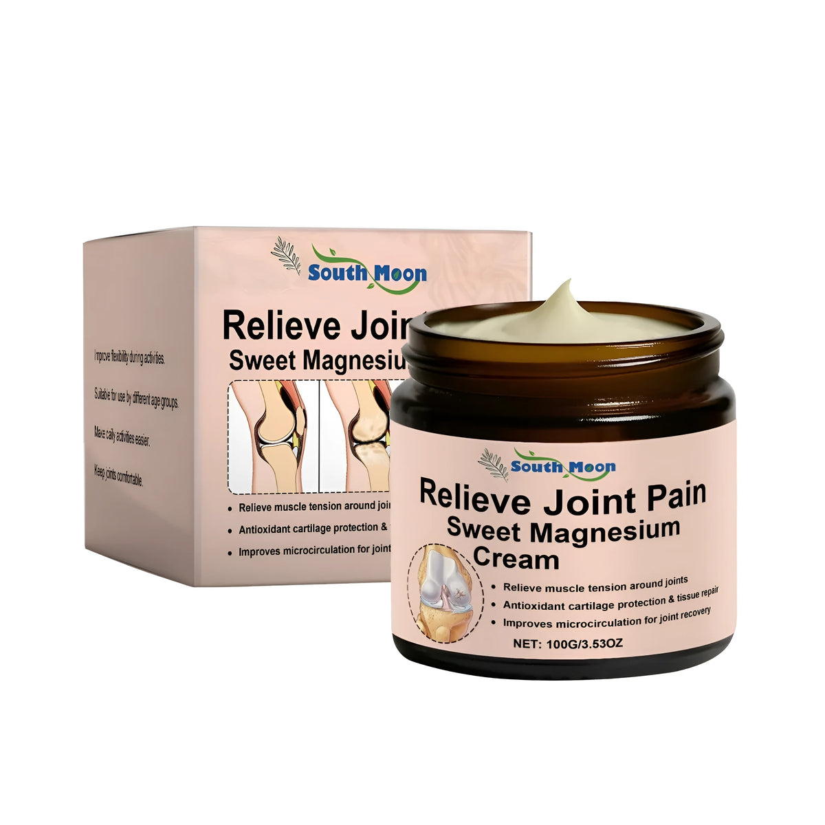 Sweet Magnesium Cream 100g tube with ginger and mint leaves, joint soothing cream