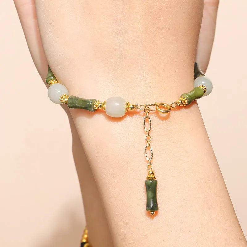 Chinese bracelet with natural crystal agate stones and transfer beads in zodiac shapes