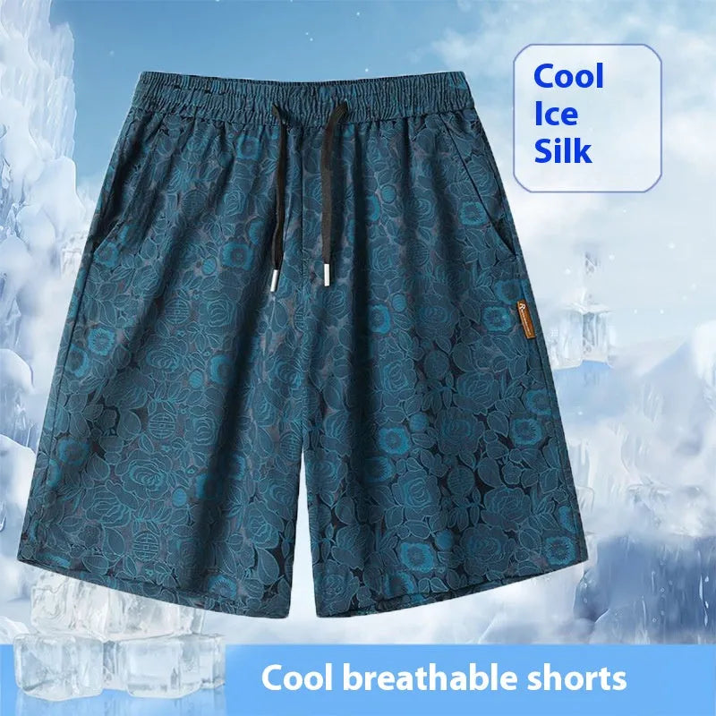 Men's straight quick-drying polyester shorts in blue, green, brown, black, sizes M to 5XL