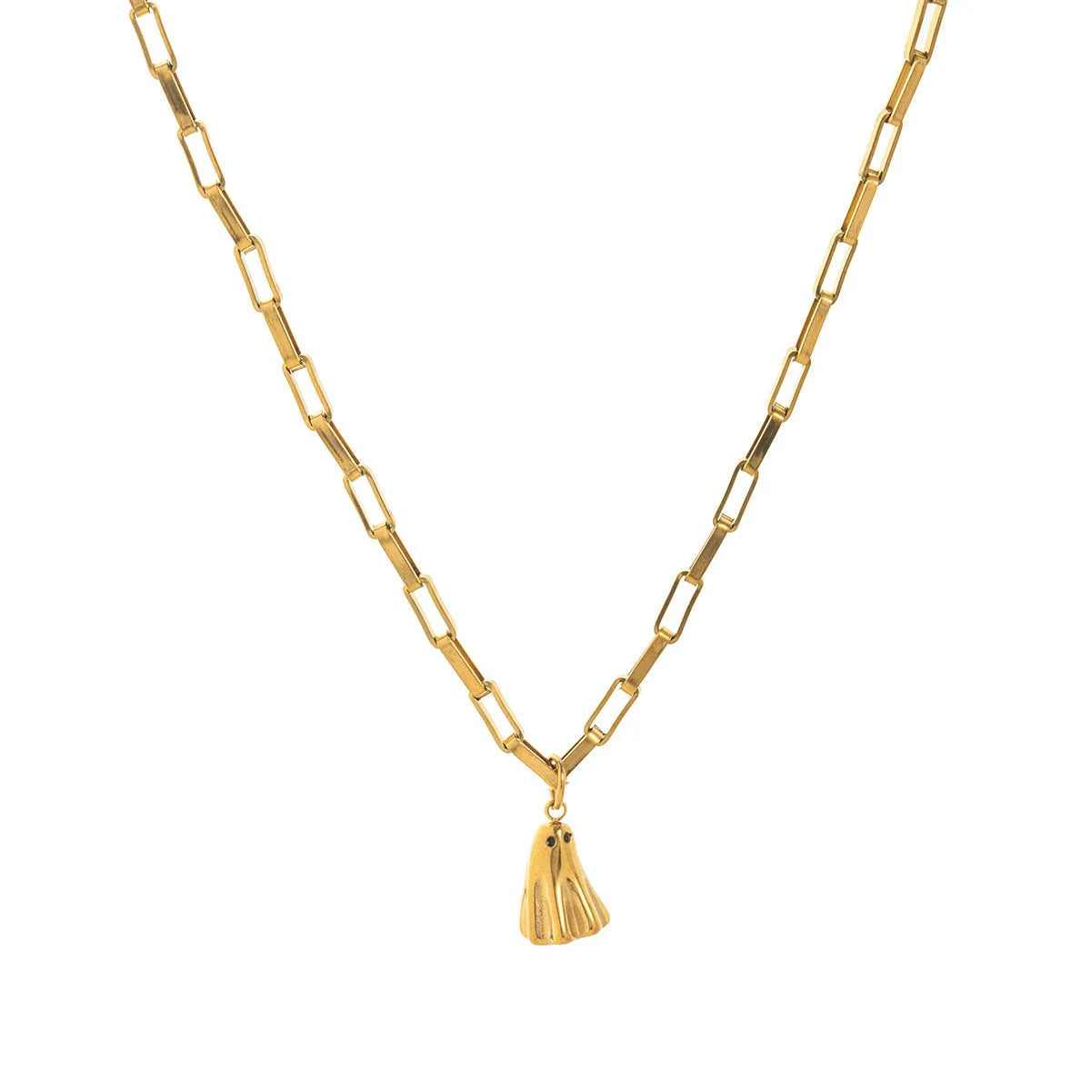 Ghost pendant necklace with stainless steel chain and electroplated titanium steel charm