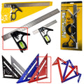 Two red metal combination angle rulers for civil surveying with imperial scales and transparent storage bag