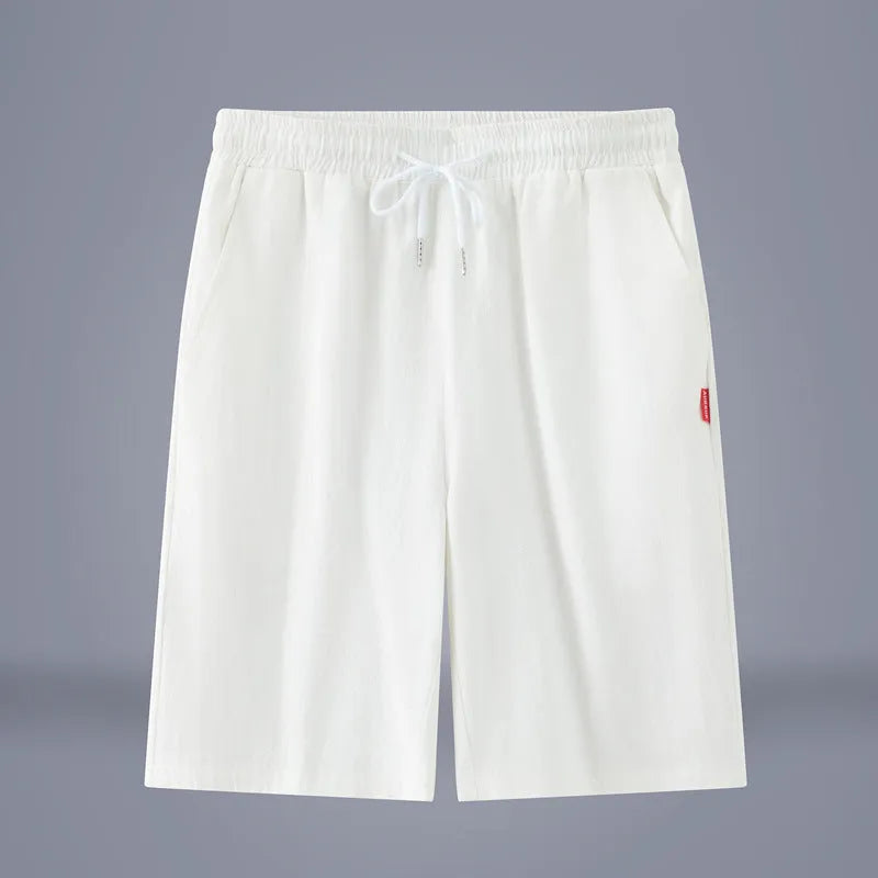 Chinese style solid colour cotton linen cropped pants with a drawstring waist, shown in Army Green.